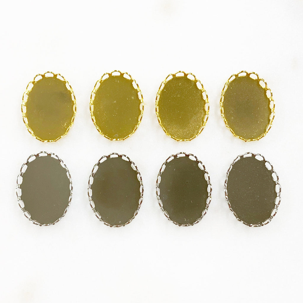 Base Metal 18mm Cameo Setting Gold or Silver (4pc)