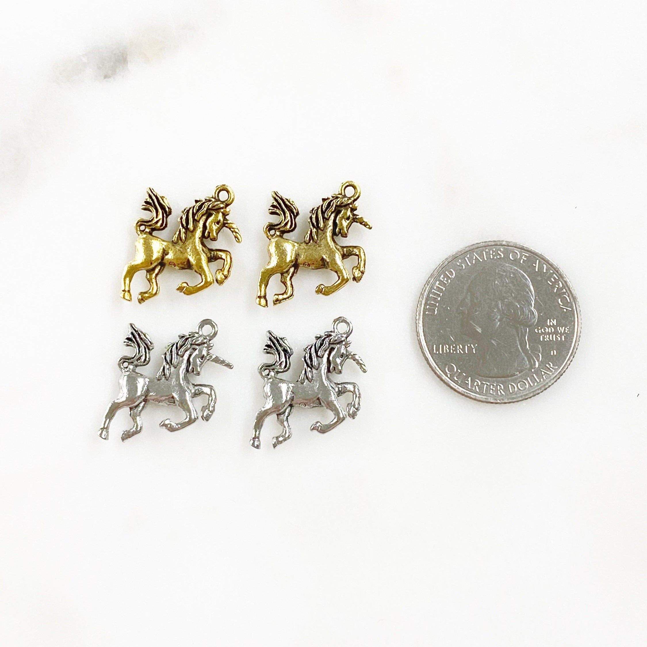 18mmx17mm Pewter Unicorn Horse Charm Charms Supplies (2pc)