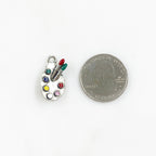 22mmx11mm Pewter Artist Palette Charm Art Paint Colorful Charm