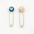 28mmx8mm Gold Plated Evil Eye Safety Pin Pink or Blue Safety Pin