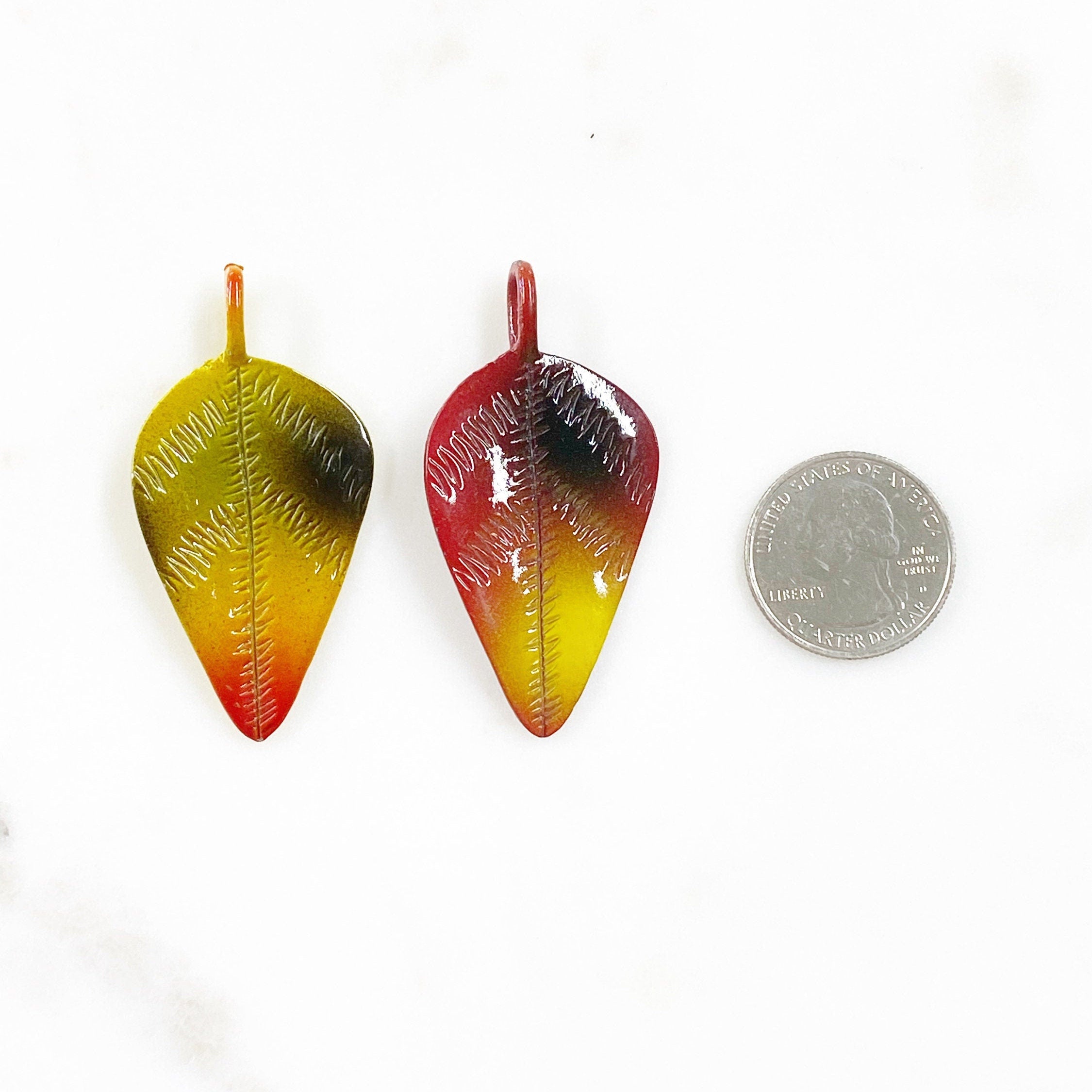 Large Mini Leaves Charm Colorful Detailed Leaf Red