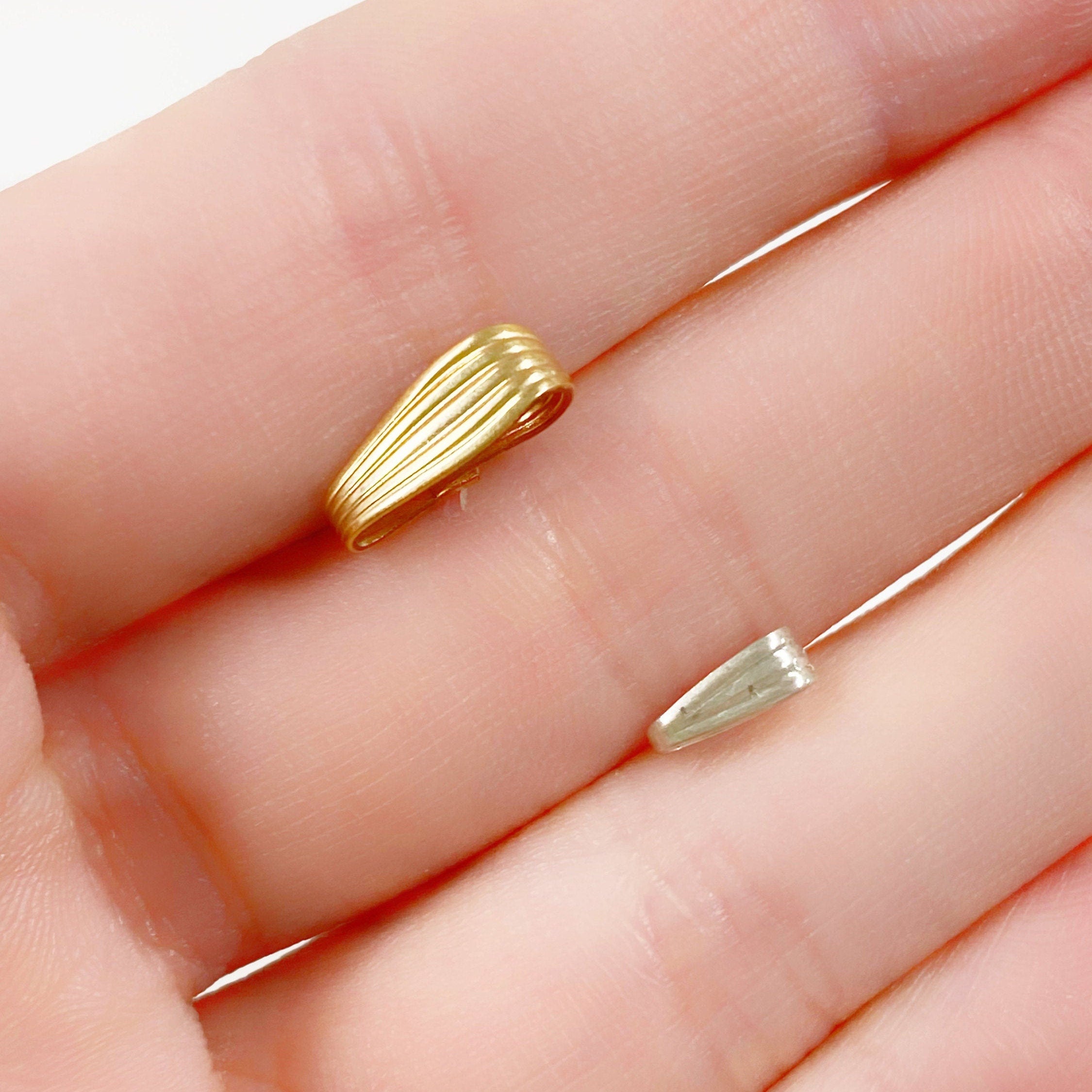 Sterling Silver or Gold Filled Simple Lined Open Pendant Bail (5pc)