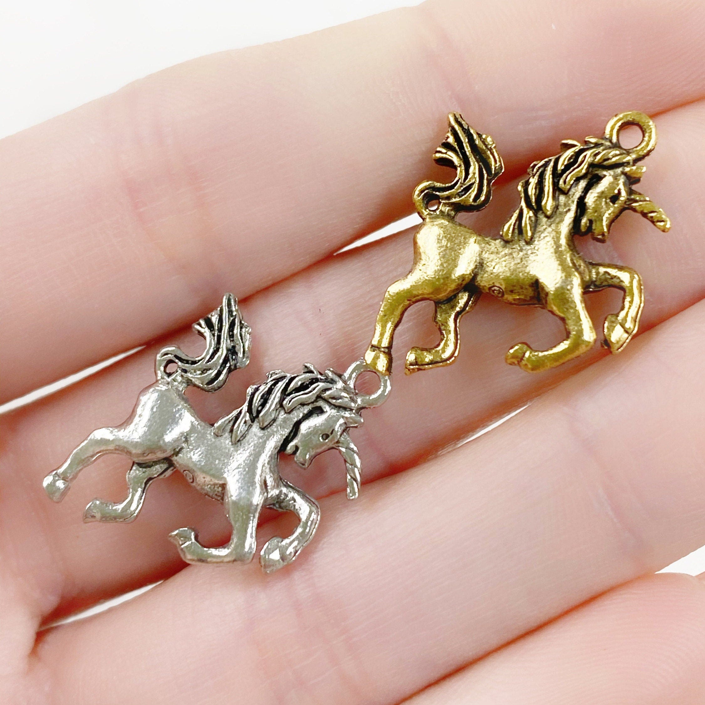 18mmx17mm Pewter Unicorn Horse Charm Charms Supplies (2pc)