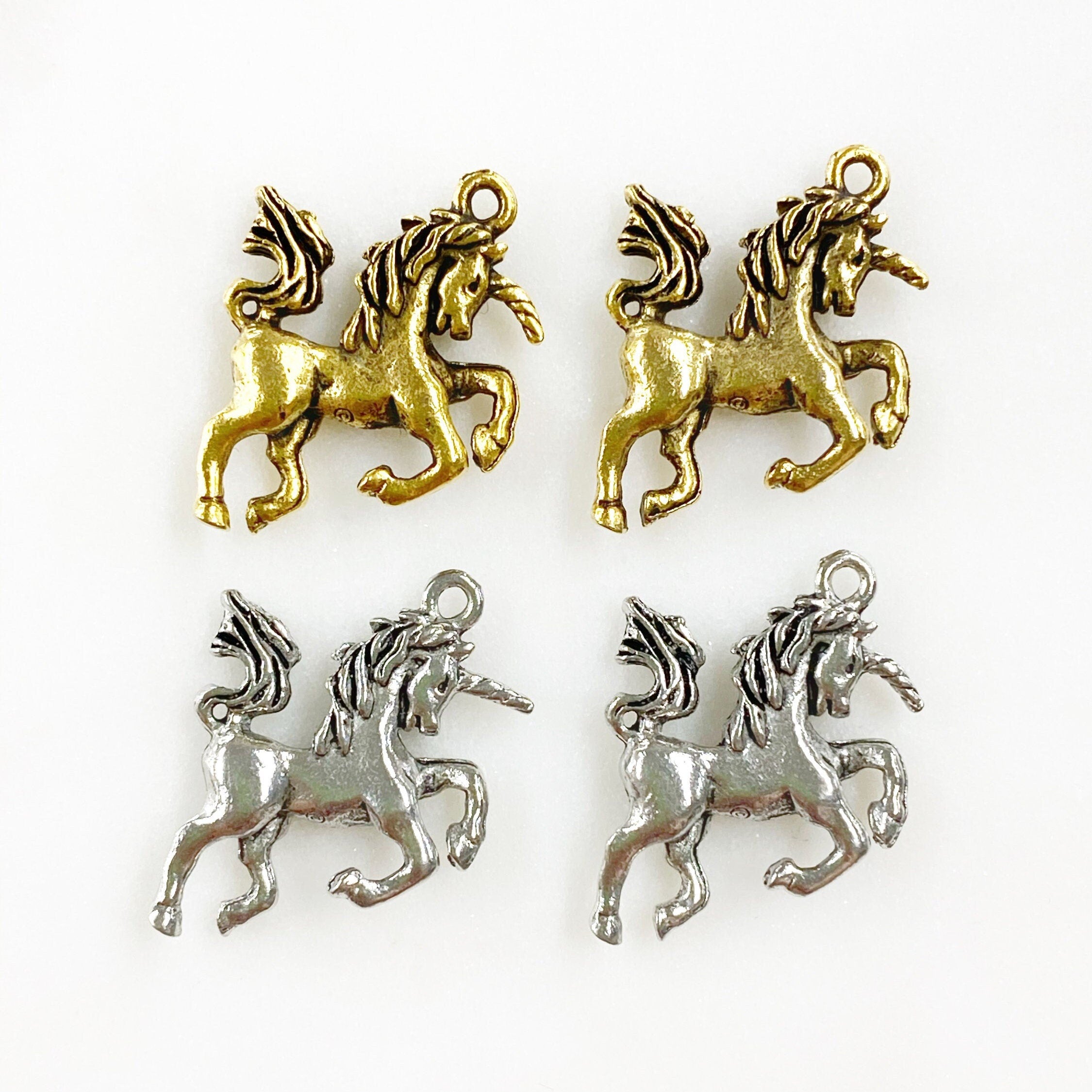 18mmx17mm Pewter Unicorn Horse Charm Charms Supplies (2pc)