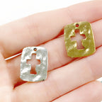 17mmx14mm Pewter Textured Cross Charm Religious Spiritual Catholic (2pc)