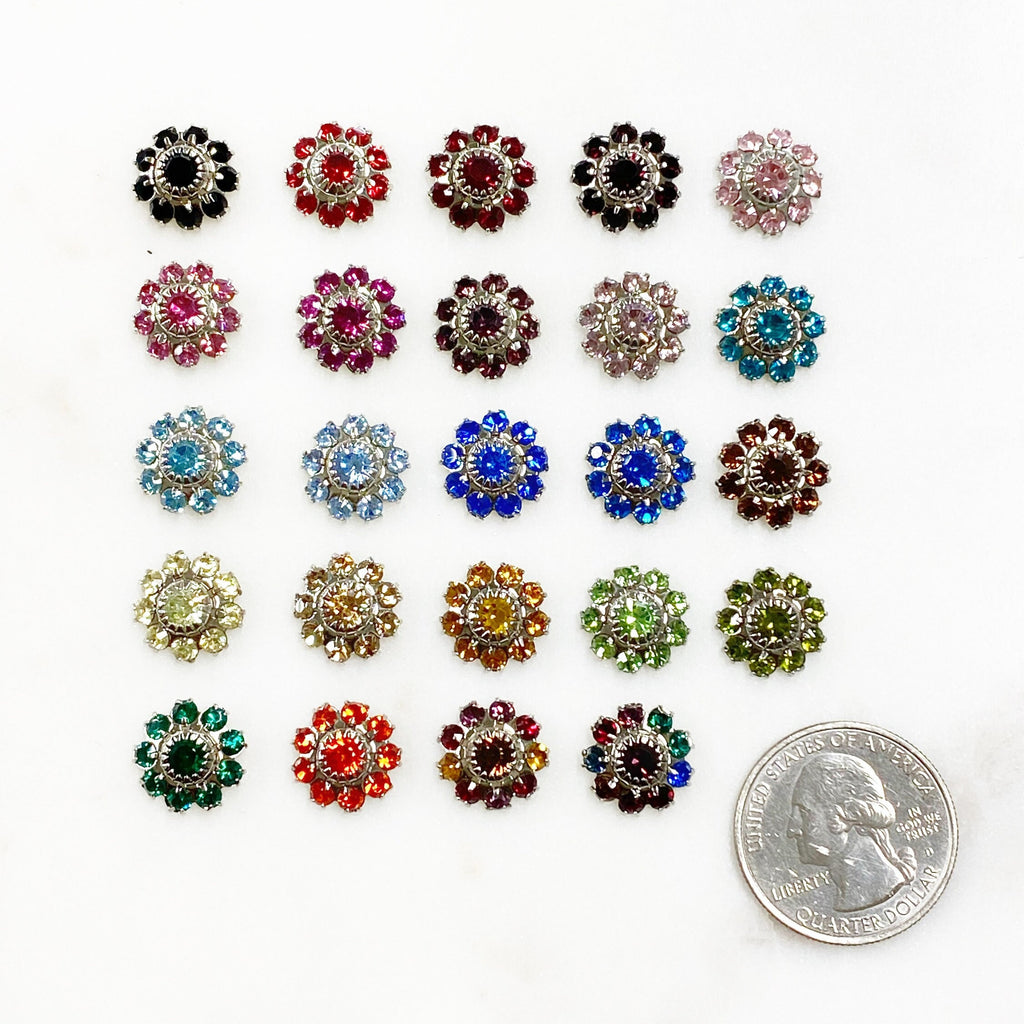 Base Metal Swarovski Crystal Flower 12mm Rhinestone Glue (10pc)