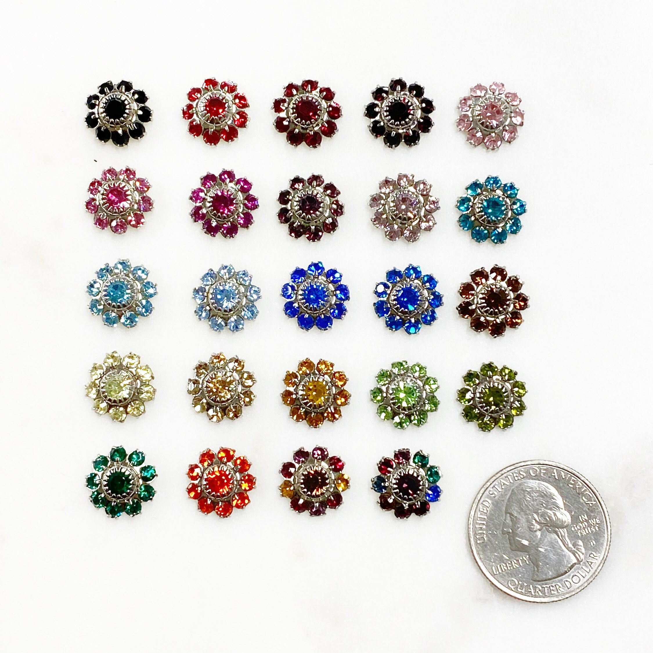Base Metal Swarovski Crystal Flower 12mm Rhinestone Glue (10pc)