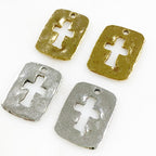 17mmx14mm Pewter Textured Cross Charm Religious Spiritual Catholic (2pc)