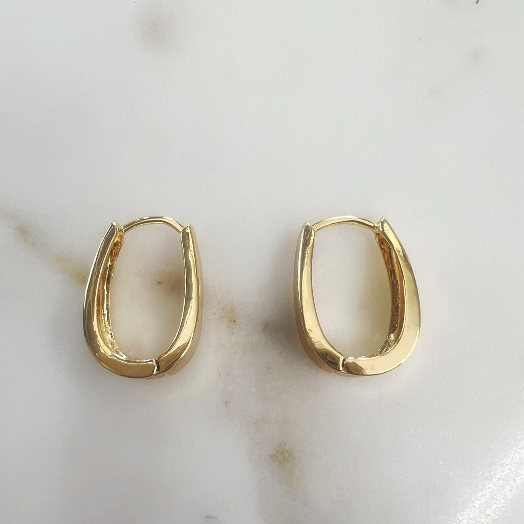 18K Gold Filled 18Kt 23mmx10mm Oval Thick Hoop Earring Snap Earring Hoop (2pc)