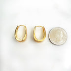 18K Gold Filled 18Kt 23mmx10mm Oval Thick Hoop Earring Snap Earring Hoop (2pc)