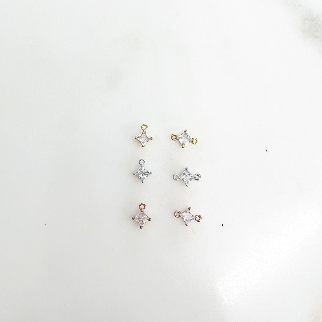 Gold Plated or Rhodium Plated Teeny Tiny CZ Pave Diamond Charm