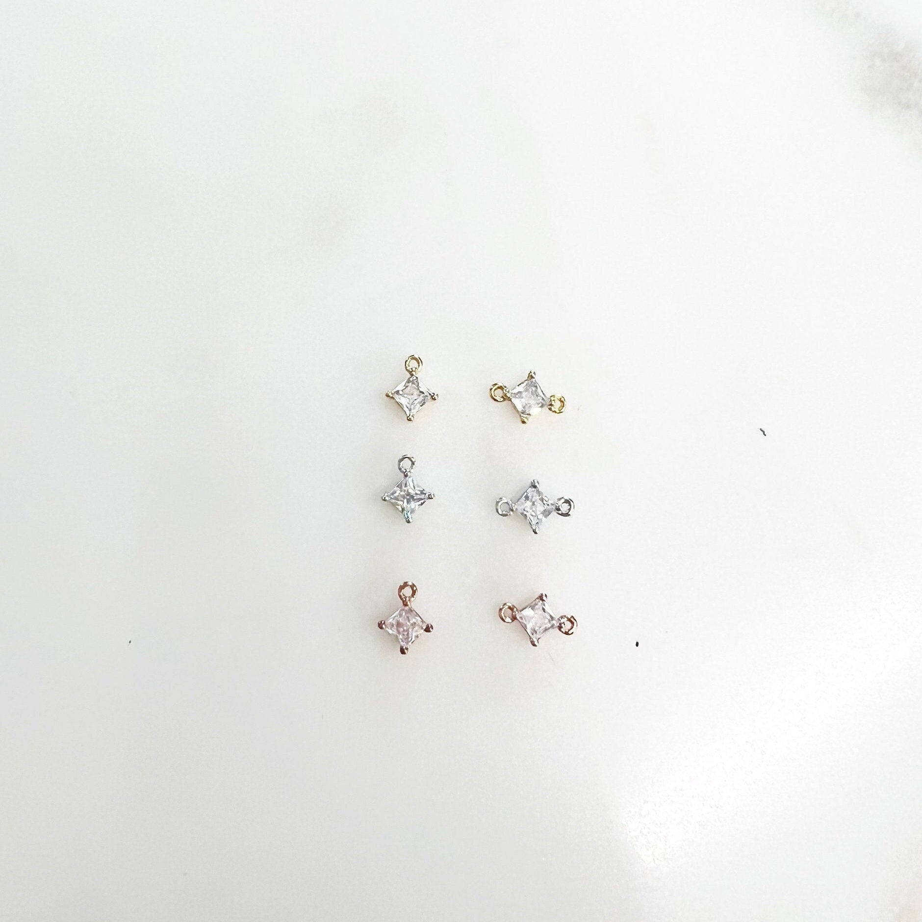 Gold Plated or Rhodium Plated Teeny Tiny CZ Pave Diamond Charm
