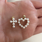 Gold Plated Acrylic Pearl Cross or Heart Pendant Choose Your Style