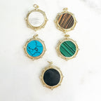 Gold Plated Round Sphere Orbit Pendant with Cubic Zirconia Mother