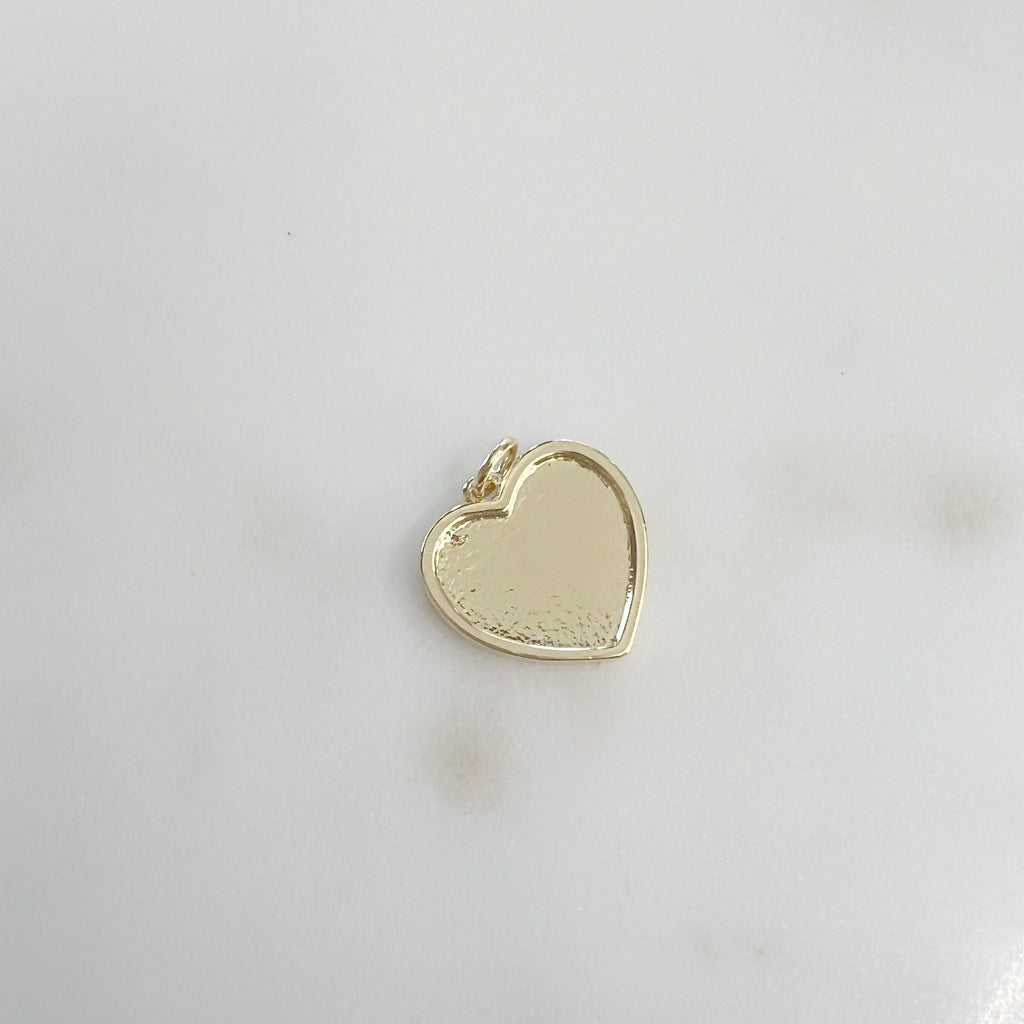 Gold Plated Heart Charm Mother of Pearl Abalone Faux Tiger's Eye