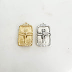 Pewter Raised Detailed Rectangle Dragonfly Metal Charm Insect