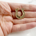 Pewter Double Sided Horse Shoe Good Luck Charm Metal Horse