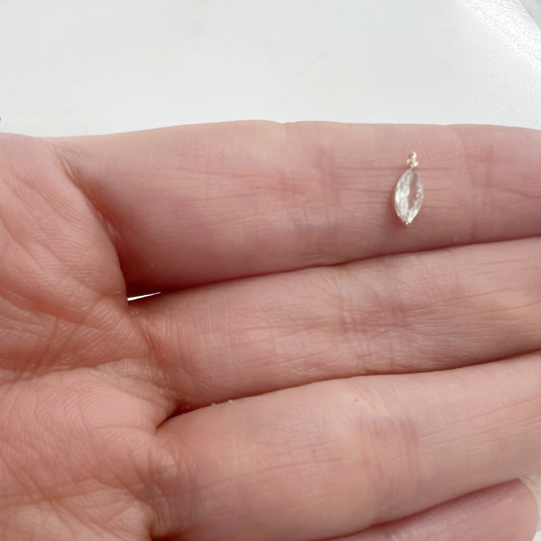 Gold Plated or Rhodium Plated Marquise Pave CZ Small Drop Cubic Zirconia