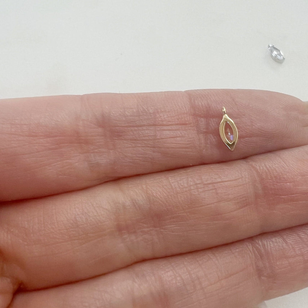 Gold Plated or Rhodium Plated Marquise Pave CZ Small Drop Cubic Zirconia