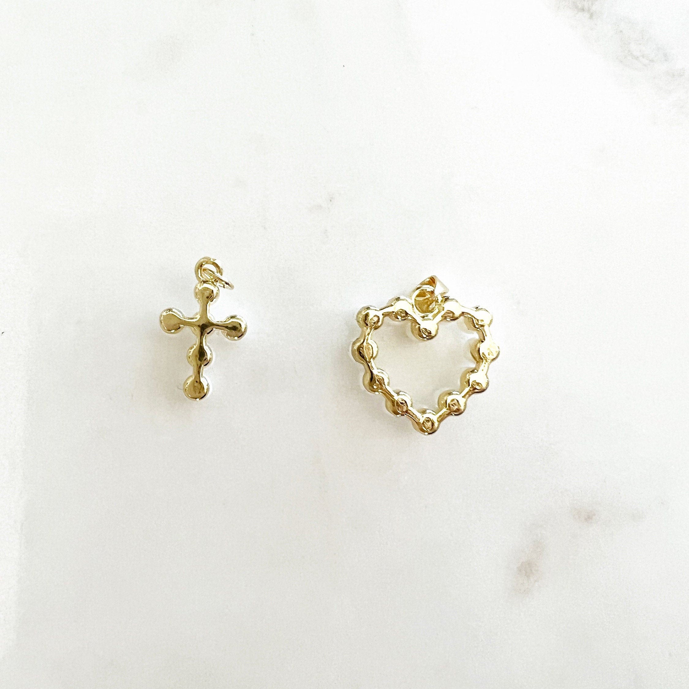 Gold Plated Acrylic Pearl Cross or Heart Pendant Choose Your Style