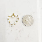 Gold Plated Cubic Zirconia Pave Acrylic Pearl Open Heart Pendant