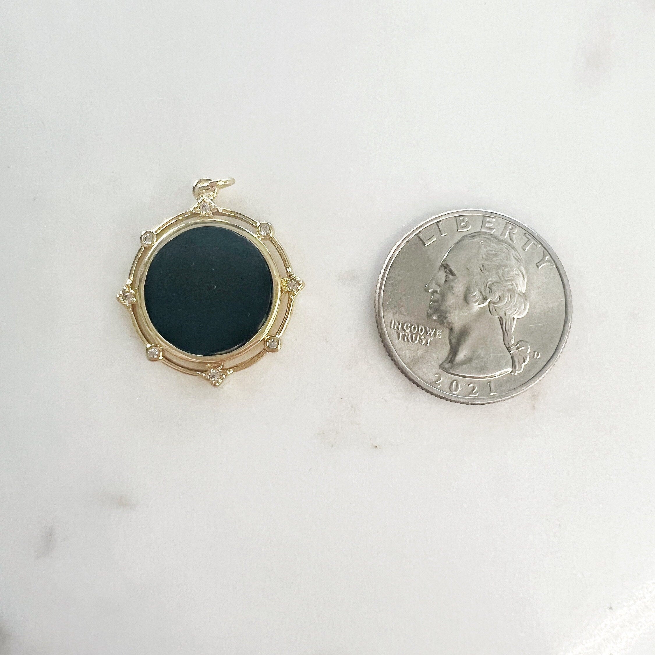 Gold Plated Round Sphere Orbit Pendant with Cubic Zirconia Mother