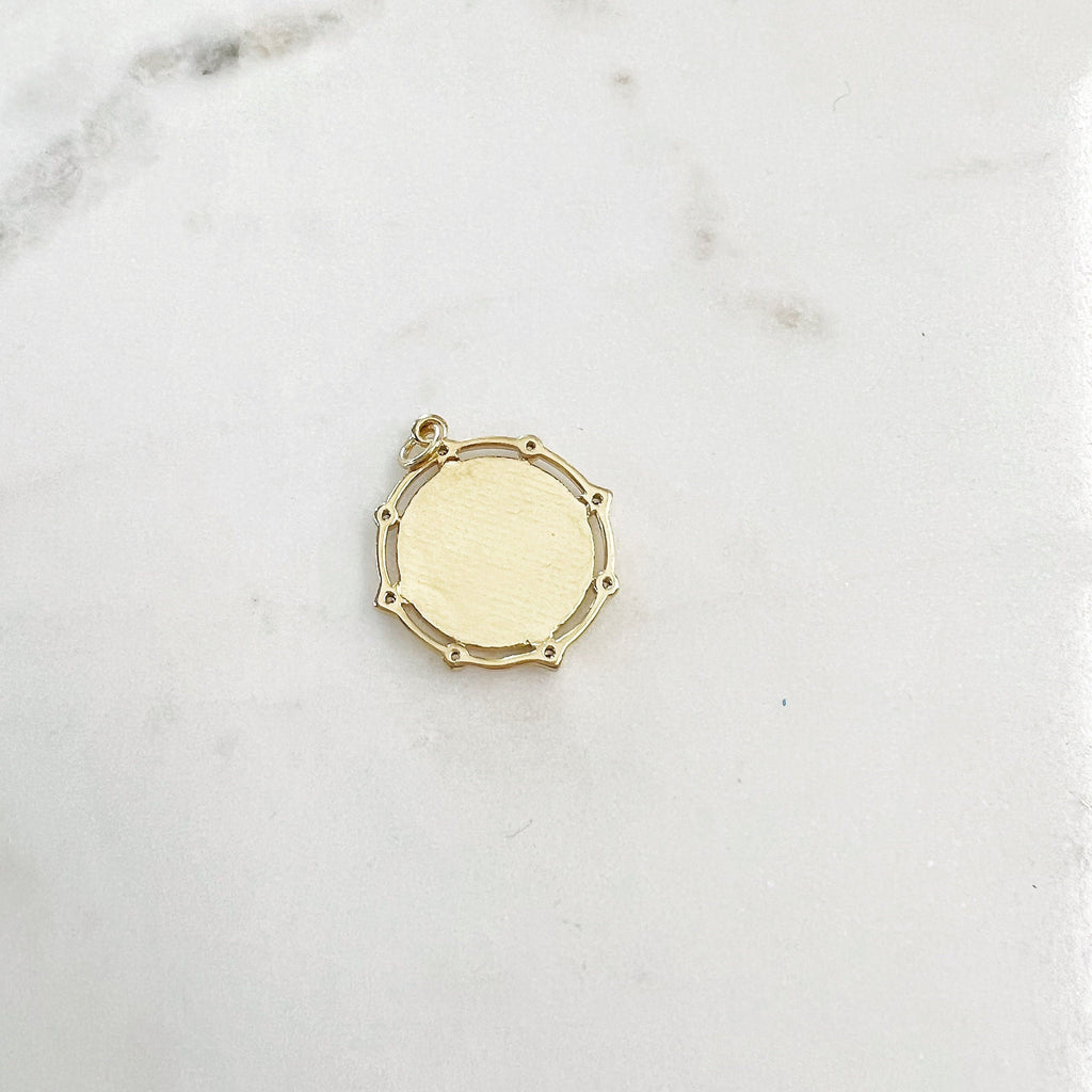 Gold Plated Round Sphere Orbit Pendant with Cubic Zirconia Mother