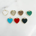 Gold Plated Heart Charm Mother of Pearl Abalone Faux Tiger's Eye