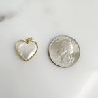 Gold Plated Heart Charm Mother of Pearl Abalone Faux Tiger's Eye