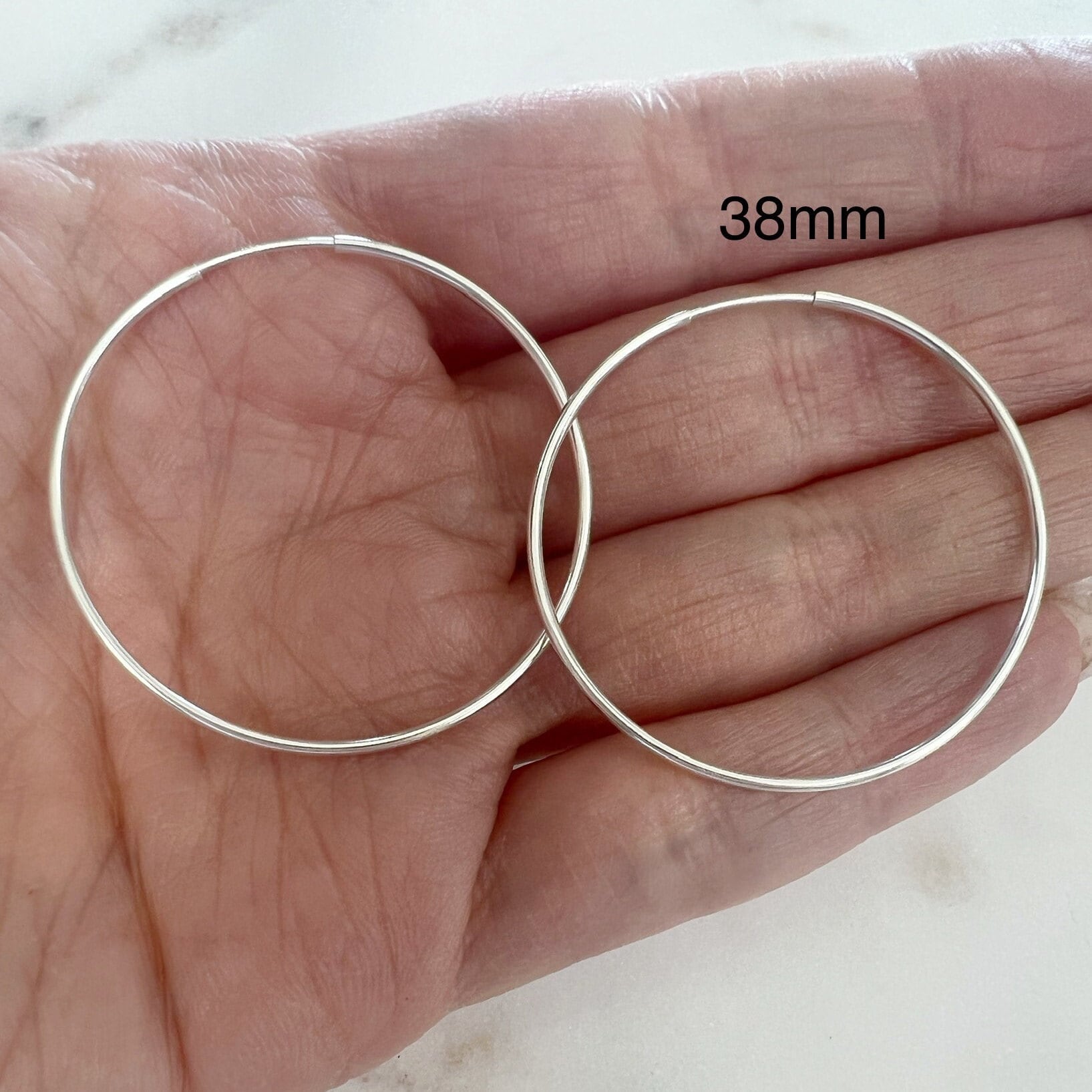 Sterling Silver Large Endless Hoop Earrings 38mm 40mm 45mm 50mm Earring (2pc)