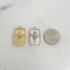 Pewter Raised Detailed Rectangle Dragonfly Metal Charm Insect