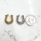 Pewter Double Sided Horse Shoe Good Luck Charm Metal Horse