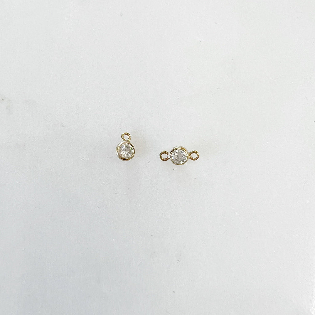 Sterling Silver or 14K Gold Filled Teeny Tiny or 3mm Cubic Zirconia Charm Link