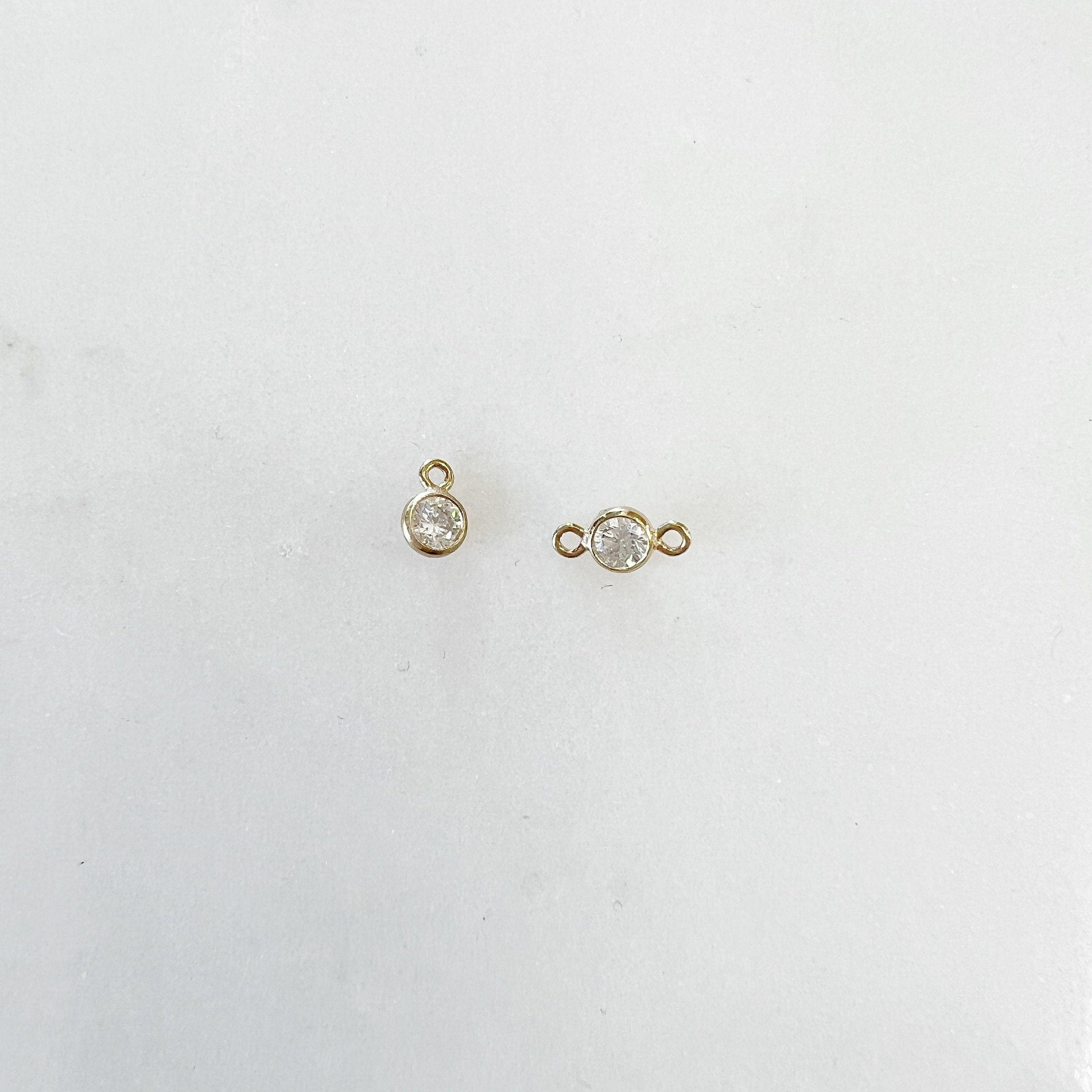 Sterling Silver or 14K Gold Filled Teeny Tiny or 3mm Cubic Zirconia Charm Link