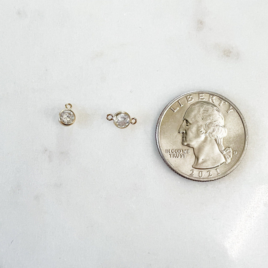 14K Gold Filled Tiny 4mm Cubic Zirconia Charm Link Choose Your Style 1