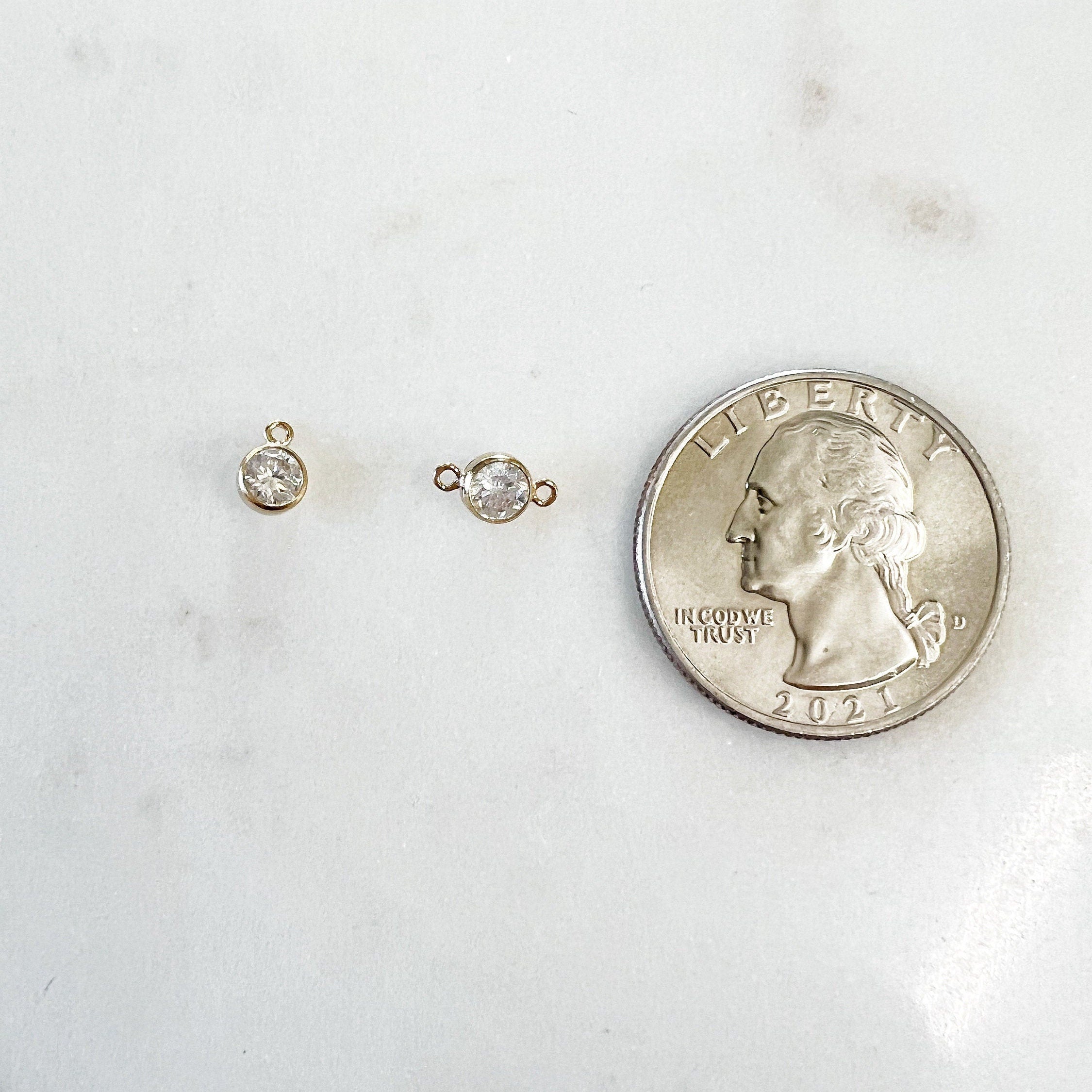 14K Gold Filled Tiny 4mm Cubic Zirconia Charm Link Choose Your Style 1