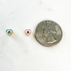 6mmx5mm Tiny Enamel CZ Heart Bead Baby Blue or Baby Pink Heart
