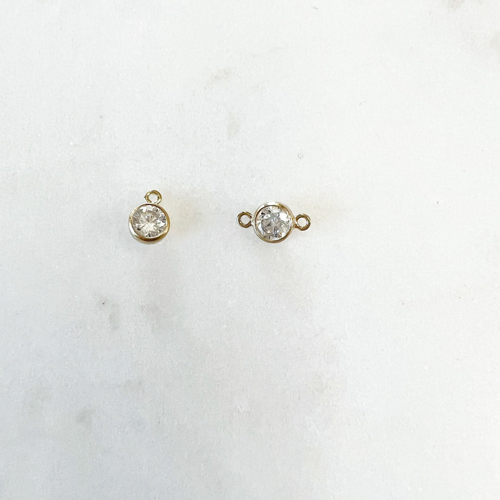 14K Gold Filled Tiny 4mm Cubic Zirconia Charm Link Choose Your Style 1