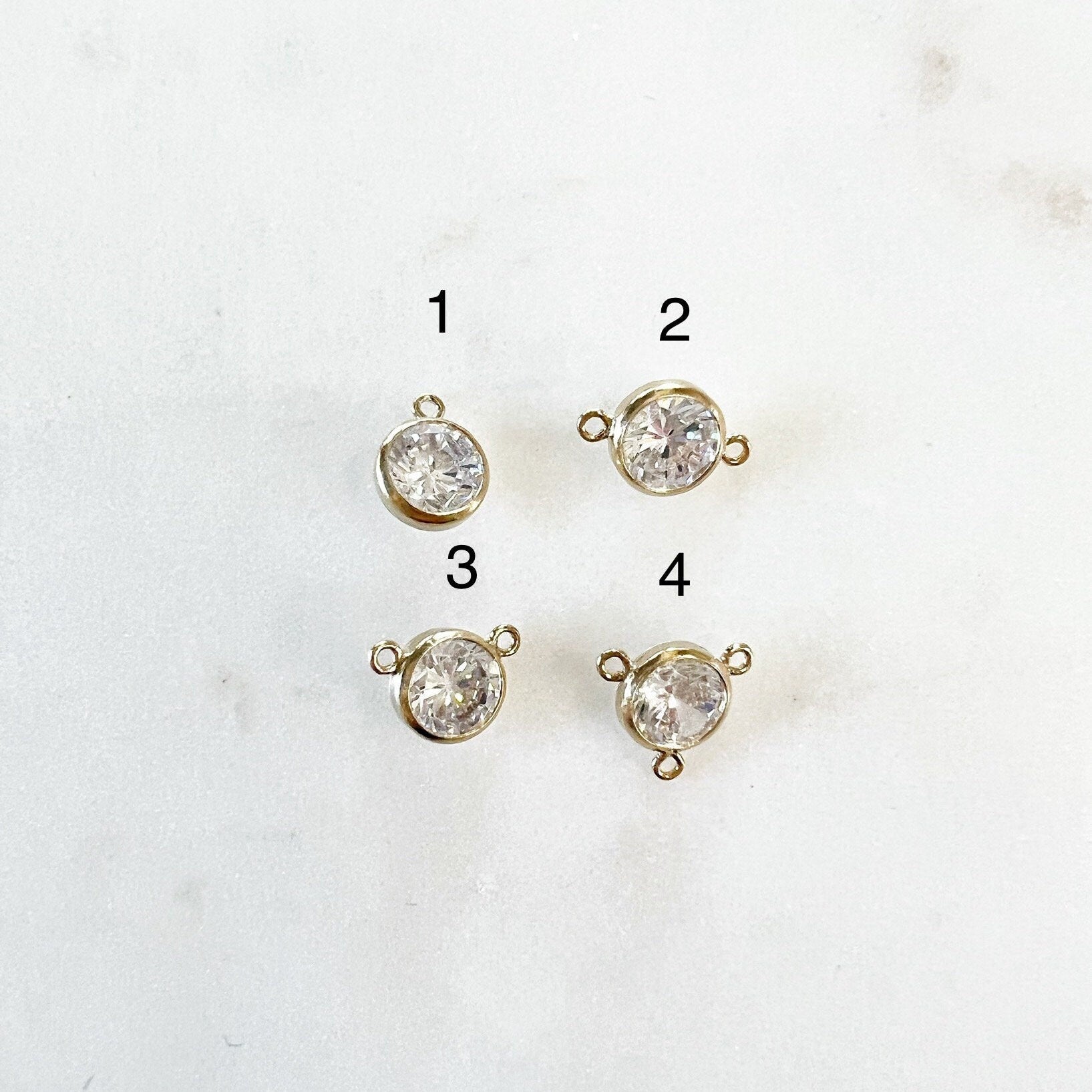 14K Gold Filled Tiny 6mm Cubic Zirconia Charm Link Choose Your Style 1