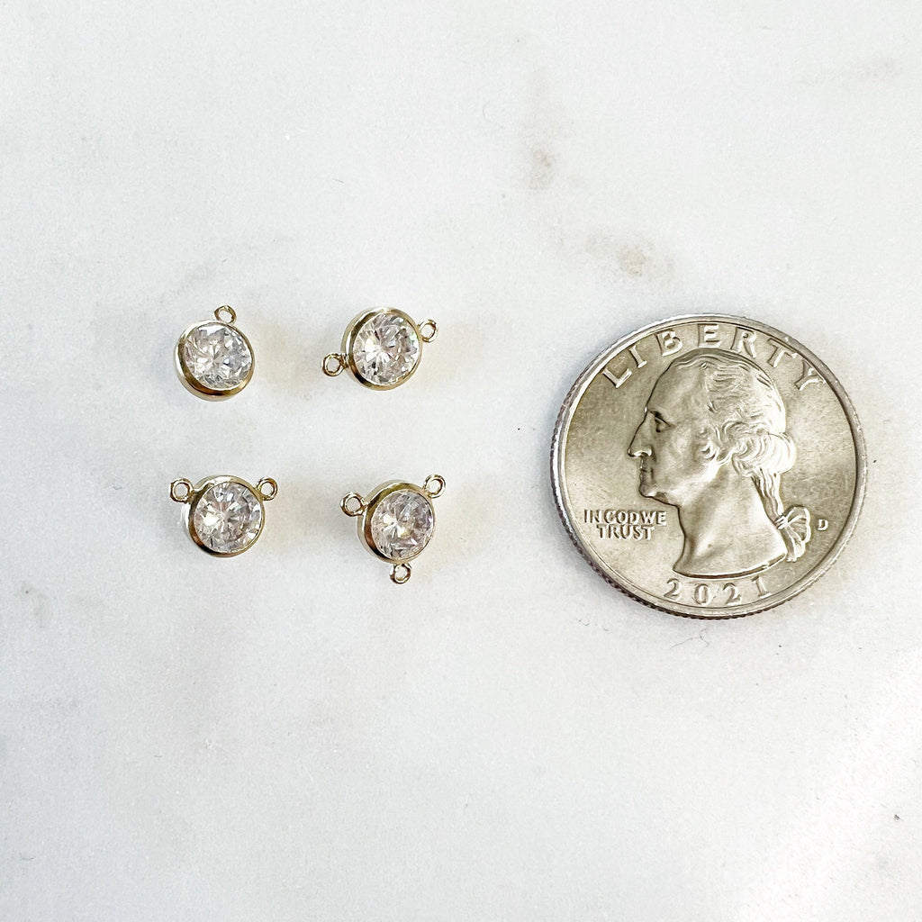 14K Gold Filled Tiny 6mm Cubic Zirconia Charm Link Choose Your Style 1