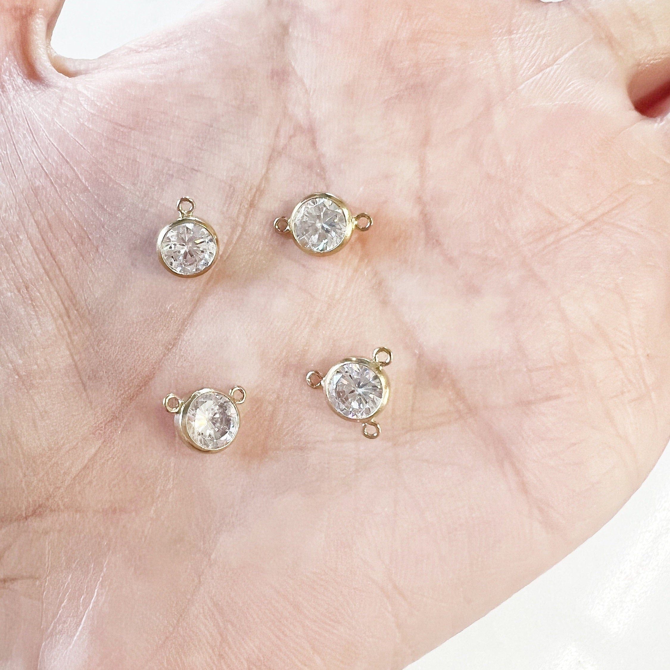 14K Gold Filled Tiny 6mm Cubic Zirconia Charm Link Choose Your Style 1