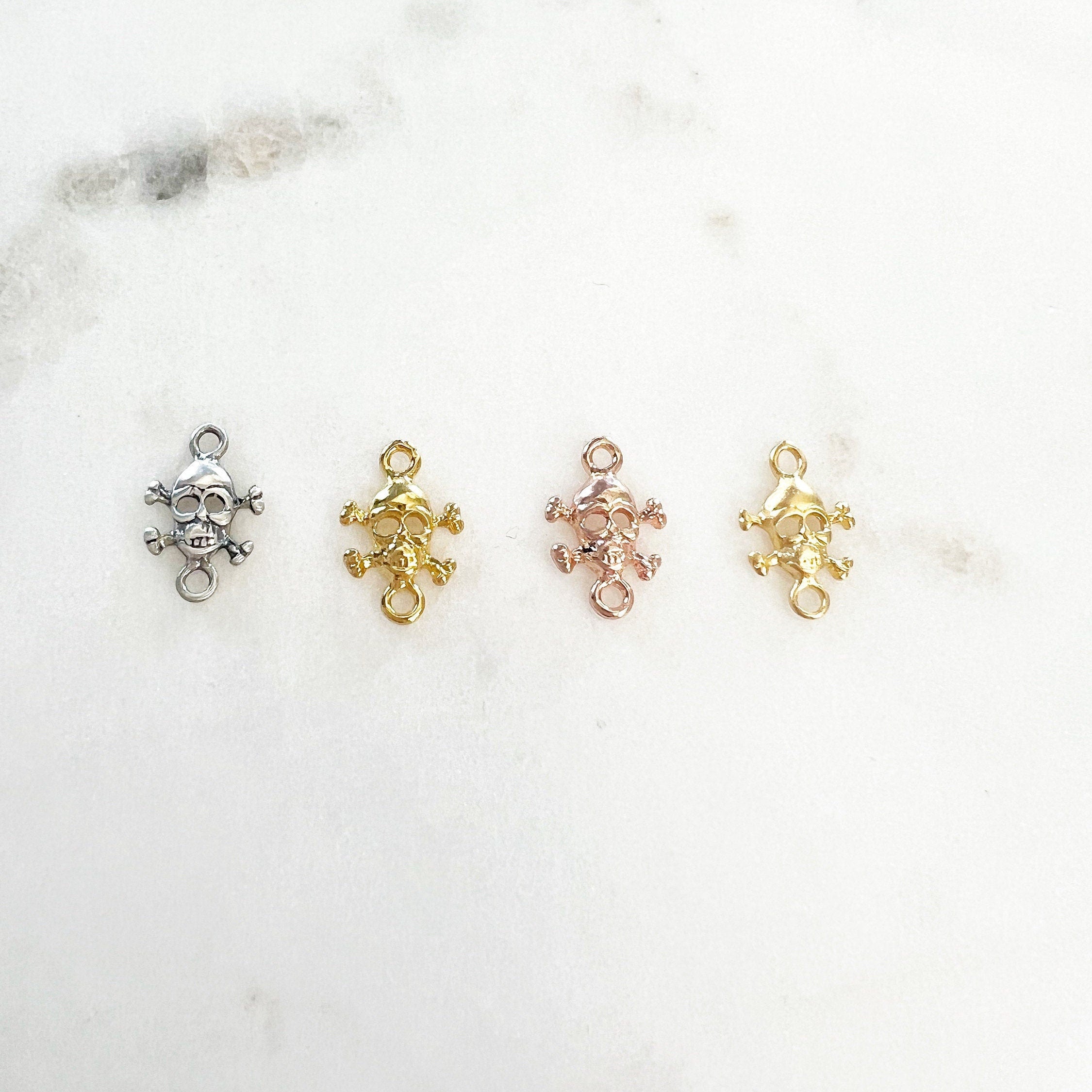 7mmx8mm Sterling Silver or Vermeil Small Pirate Skull Connector Link Day