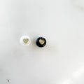 8mm Round Acrylic Bead with Gold Center Heart White Pearly