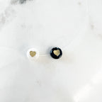 8mm Round Acrylic Bead with Gold Center Heart White Pearly
