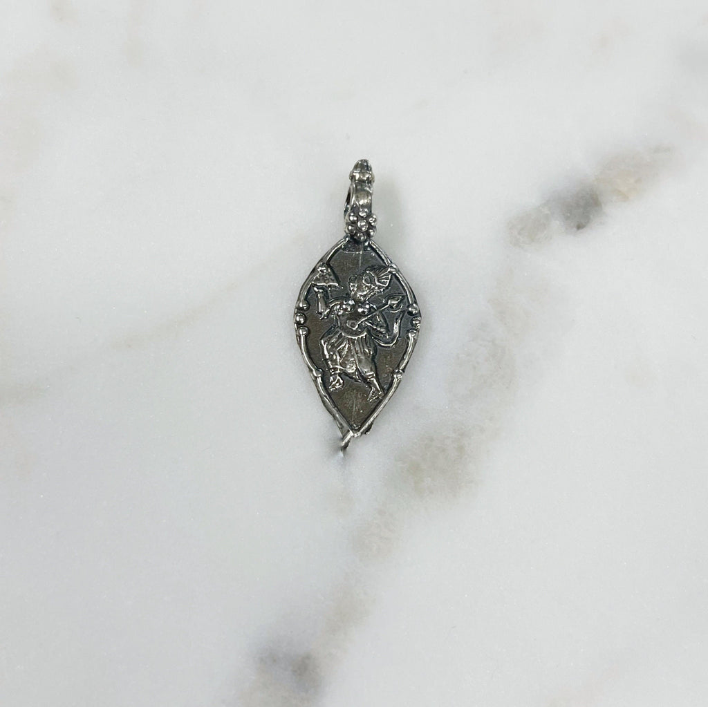 29mmx13mm Sterling Silver Pointed Hanuman Deity God Teardrop Charm Hindu