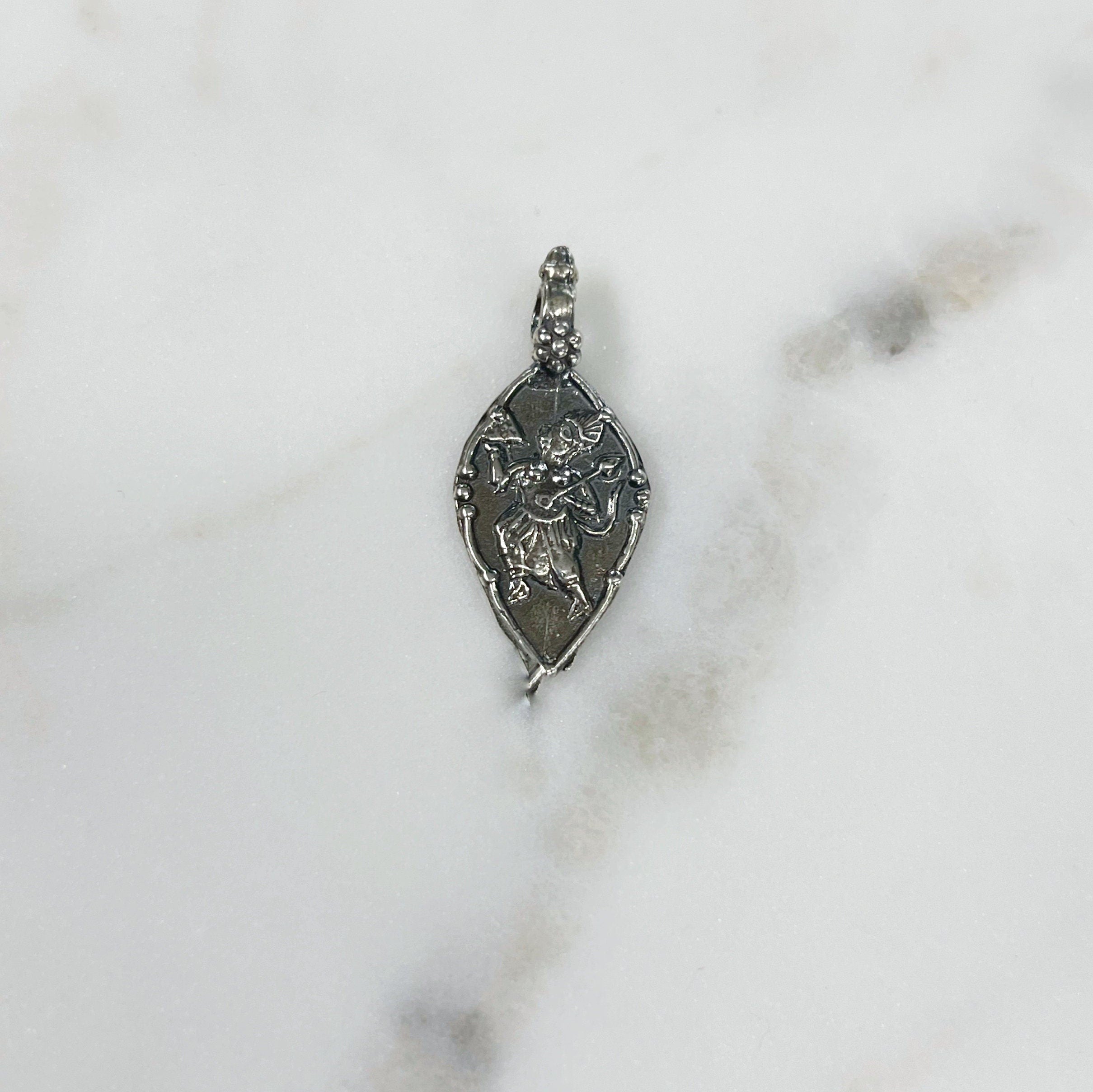 29mmx13mm Sterling Silver Pointed Hanuman Deity God Teardrop Charm Hindu
