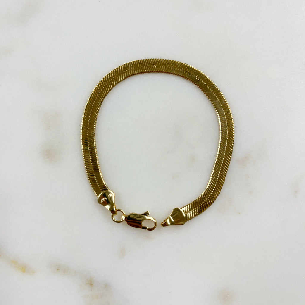 18K Gold Filled Ready to Wear 5mm Thick Herringbone Bracelet