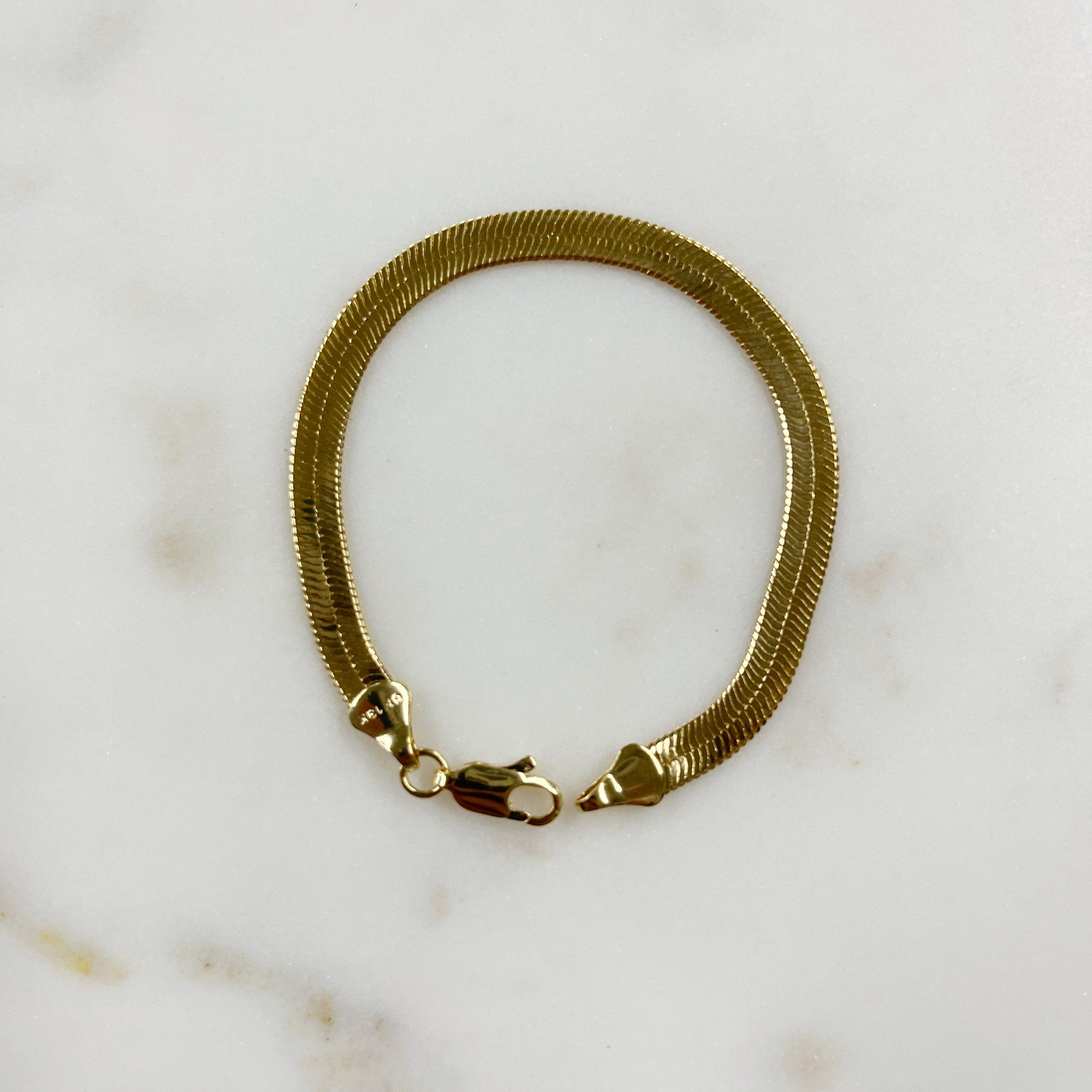 18K Gold Filled Ready to Wear 5mm Thick Herringbone Bracelet
