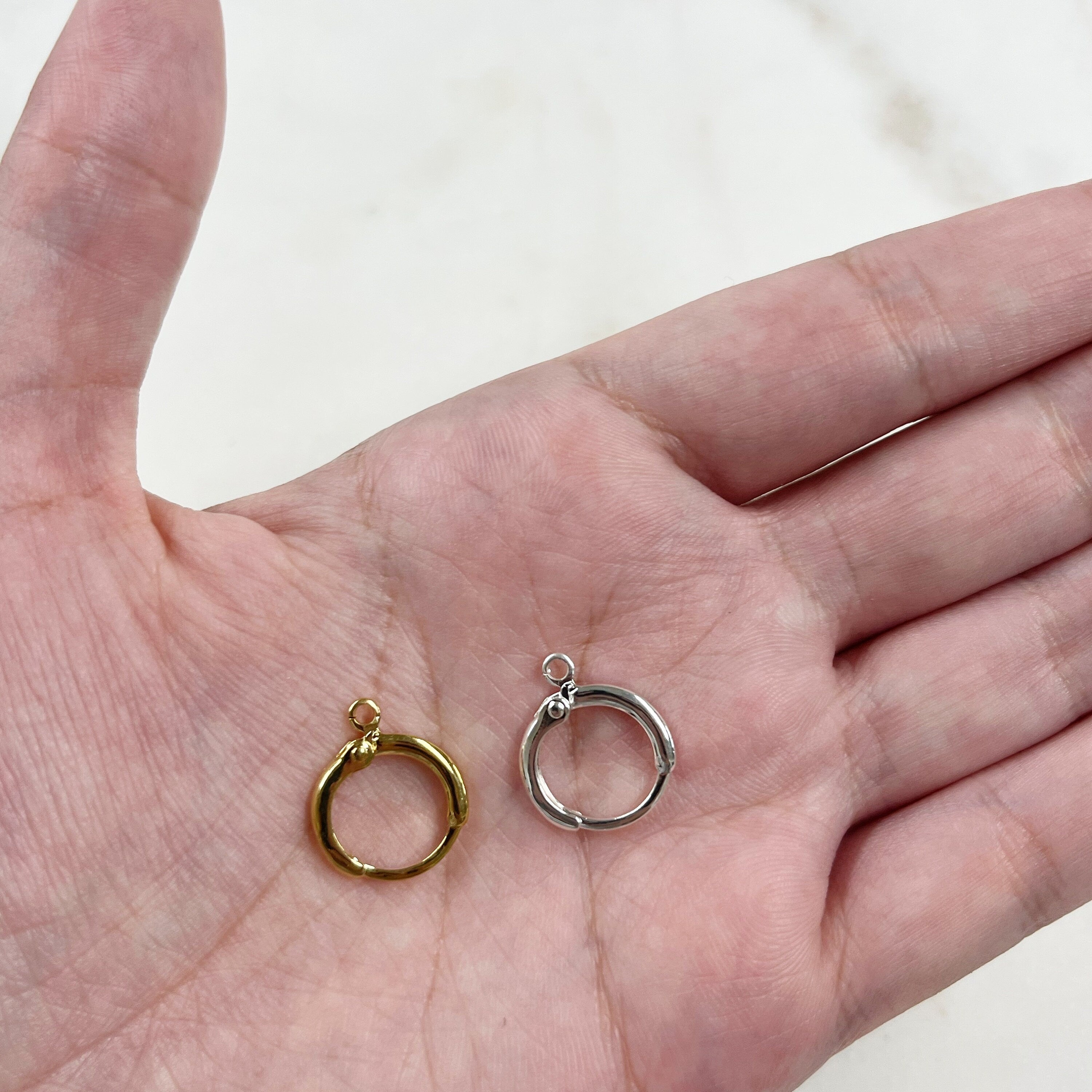 Gold Plated or Base Metal Mini Gold and Silver Plated Hoop Earrings (2pc)
