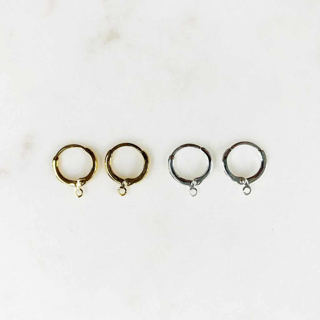 Gold Plated or Base Metal Mini Gold and Silver Plated Hoop Earrings (2pc)